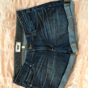 blue jean shorts cuffed ends